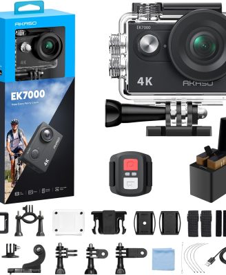 AKASO EK7000 4K30fps Action Camera - 131ft Waterproof Camera with EIS 4X Zoom Remote Control Ultra HD 20MP Underwater Camera with Accessories Kit