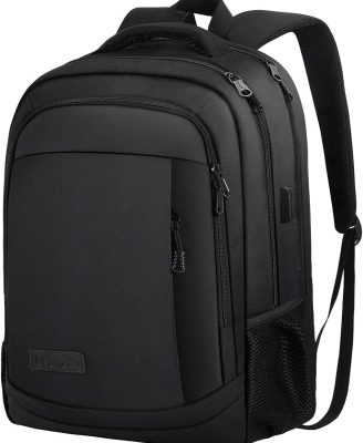 Monsdle Travel Laptop Backpack Anti Theft Backpacks with USB Charging Port, Travel Business Work Bag 15.6 Inch College Computer Bag for Men Women, Black