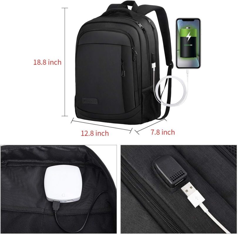 Monsdle Travel Laptop Backpack Anti Theft Backpacks with USB Charging Port, Travel Business Work Bag 15.6 Inch College Computer Bag for Men Women, Black - Image 3